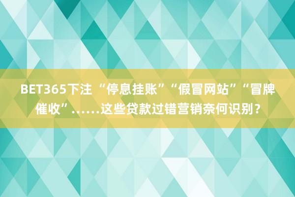 BET365下注 “停息挂账”“假冒网站”“冒牌催收”……这些贷款过错营销奈何识别？