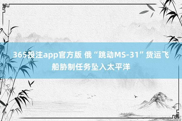 365投注app官方版 俄“跳动MS-31”货运飞船胁制任务坠入太平洋
