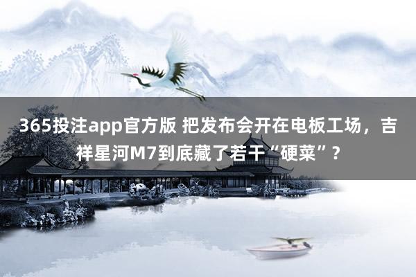 365投注app官方版 把发布会开在电板工场，吉祥星河M7到底藏了若干“硬菜”？
