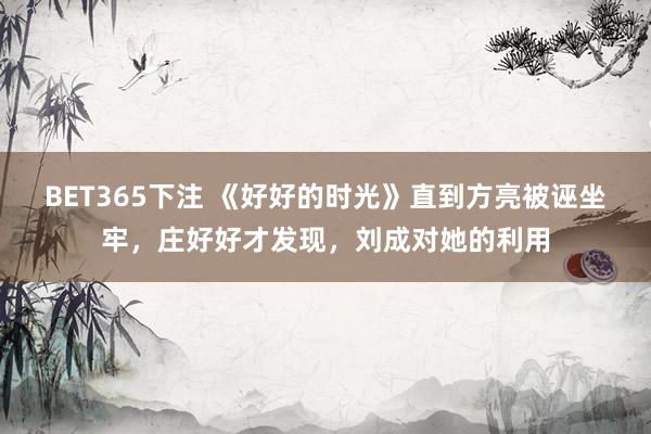 BET365下注 《好好的时光》直到方亮被诬坐牢，庄好好才发现，刘成对她的利用