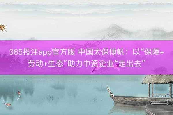 365投注app官方版 中国太保傅帆：以“保障+劳动+生态”助力中资企业“走出去”