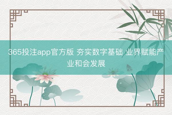 365投注app官方版 夯实数字基础 业界赋能产业和会发展