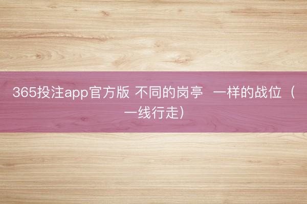 365投注app官方版 不同的岗亭  一样的战位（一线行走）