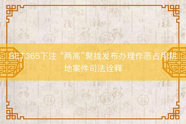BET365下注 “两高”聚拢发布办理作恶占用耕地案件司法诠释