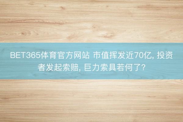 BET365体育官方网站 市值挥发近70亿， 投资者发起索赔， 巨力索具若何了?