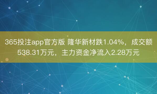 365投注app官方版 隆华新材跌1.04%，成交额538.31万元，主力资金净流入2.28万元