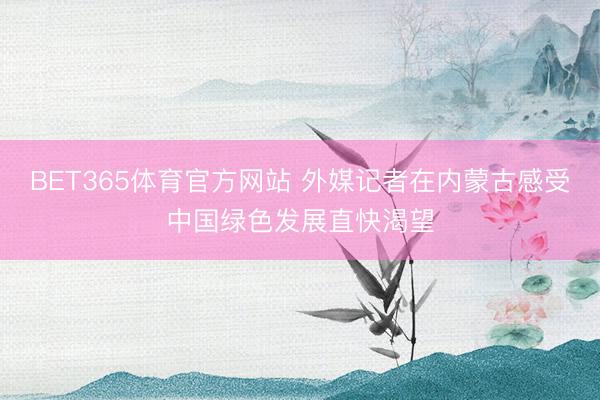 BET365体育官方网站 外媒记者在内蒙古感受中国绿色发展直快渴望