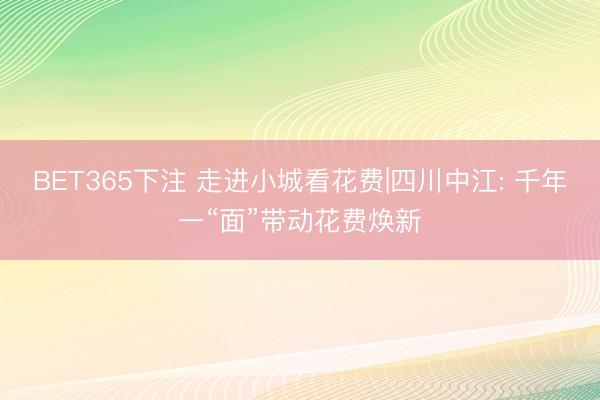 BET365下注 走进小城看花费|四川中江: 千年一“面”带动花费焕新