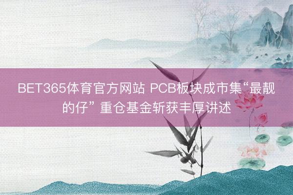 BET365体育官方网站 PCB板块成市集“最靓的仔” 重仓基金斩获丰厚讲述