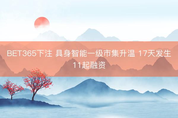 BET365下注 具身智能一级市集升温 17天发生11起融资