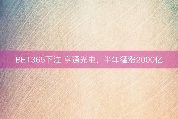 BET365下注 亨通光电,半年猛涨2000亿